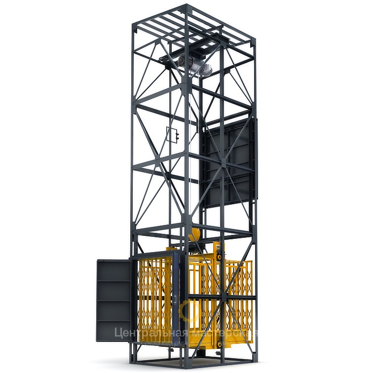 Шахтный подъемник: металлокаркасная шахта - Подъемник для склада